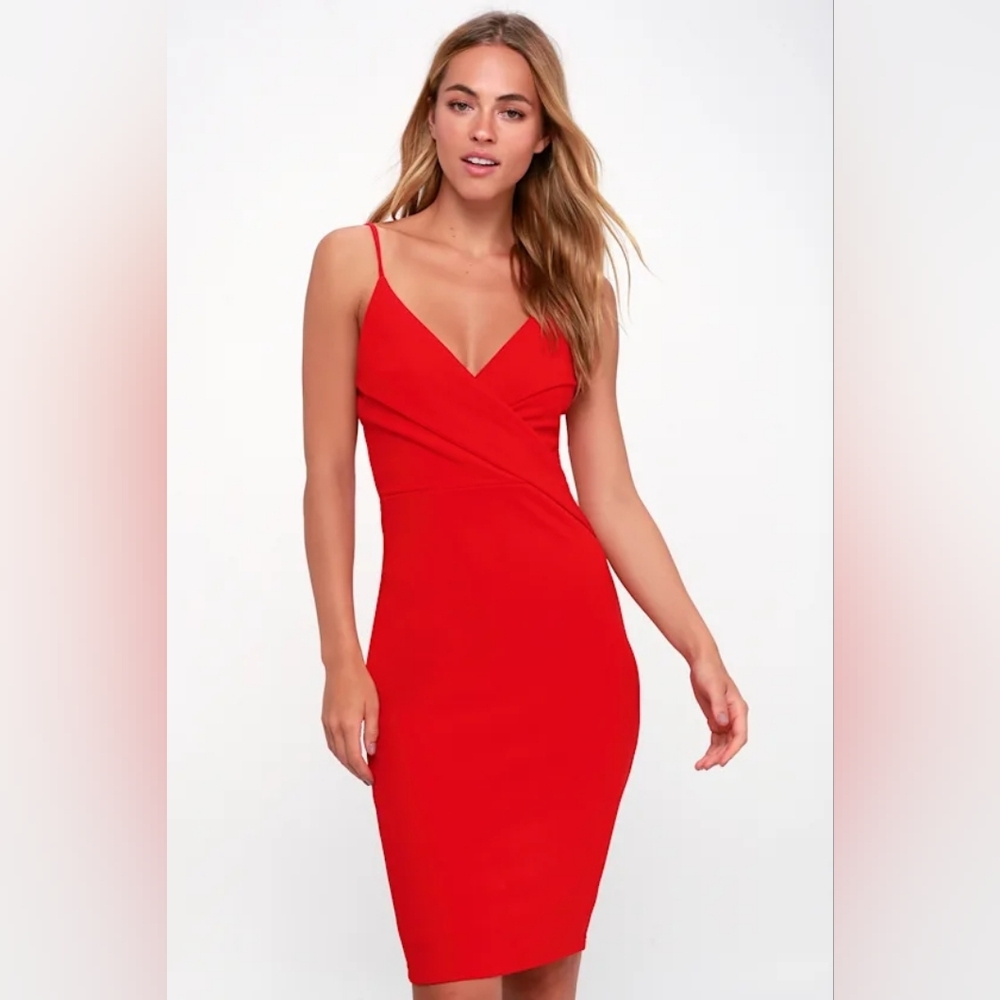 Lulu's New Ignite My Fire Red Bodycon Dress sz. S